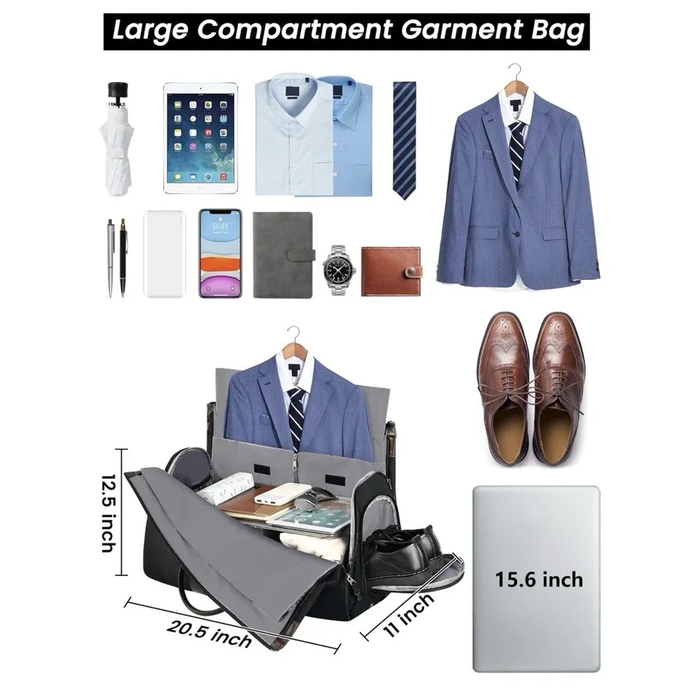 Garment Bags For Travel Duffle Bag With Shoe Pouch For Men Women Convertible Gar